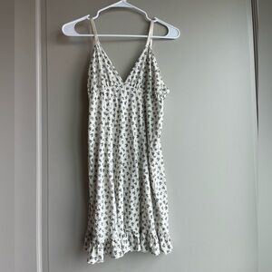 Victoria's Secret Cream Slip Dress with Black Floral Print